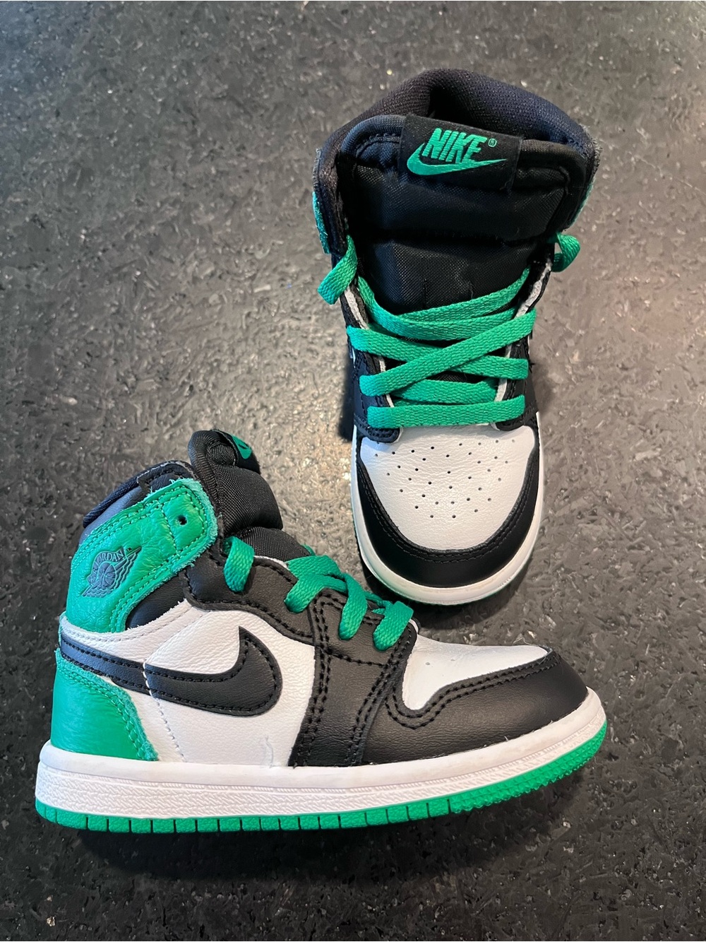 Jordan Kids High-Top Sneakers in Black, White & Green